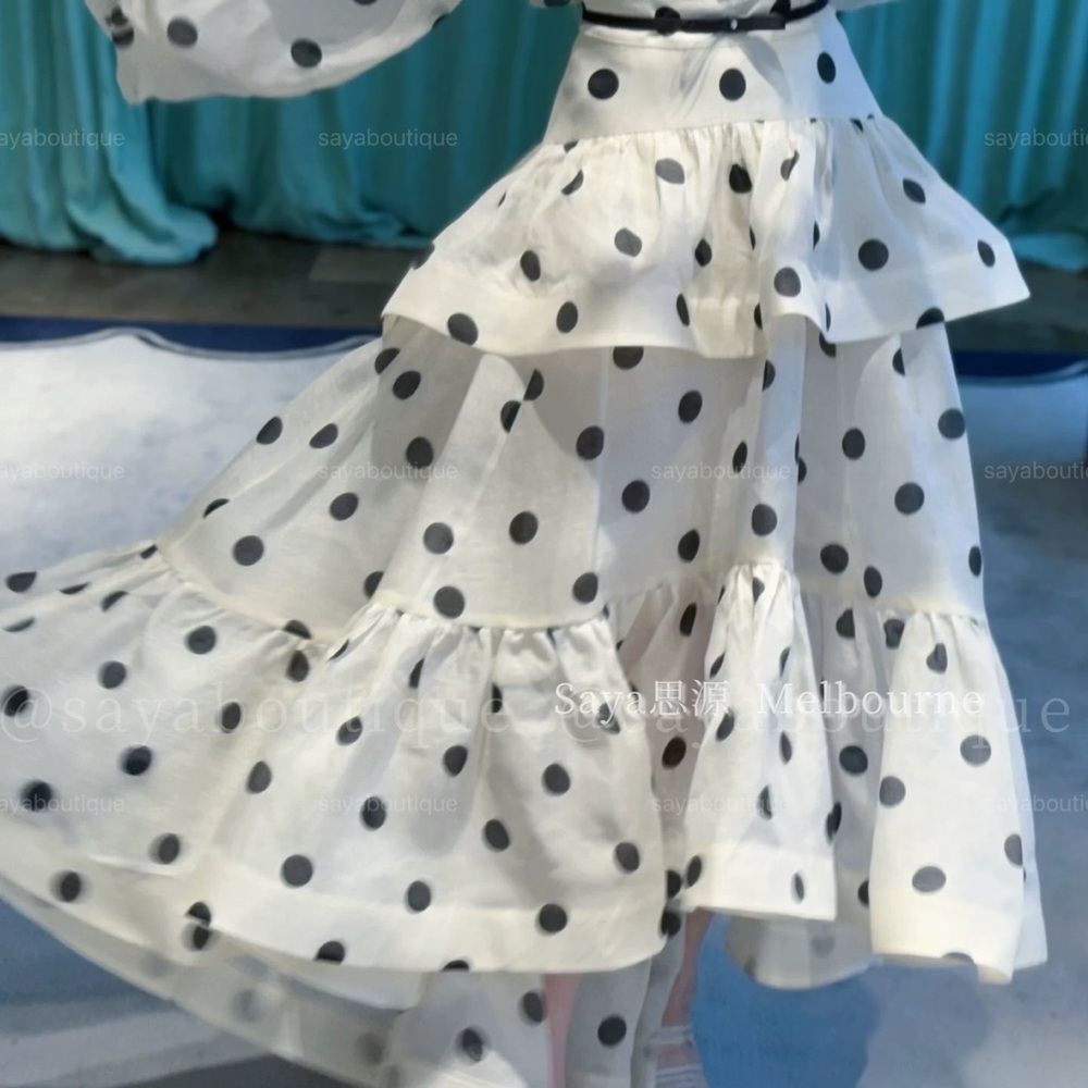 Designer-Style Polka Dot Ruffle Skirt